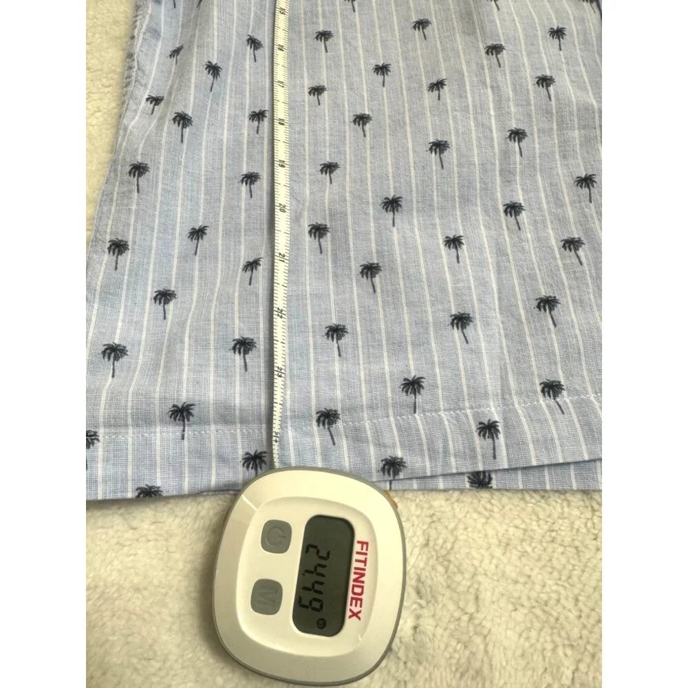 U.S. Polo Assn. Men's Polo Shirt Medium Blue White Stripes Palm‎ Trees